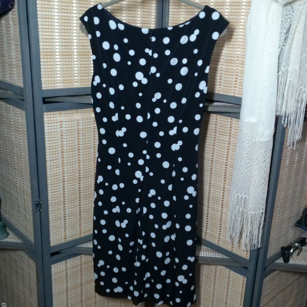 Jessica Howard Black Faux Wrap Dress with White Polka Dots